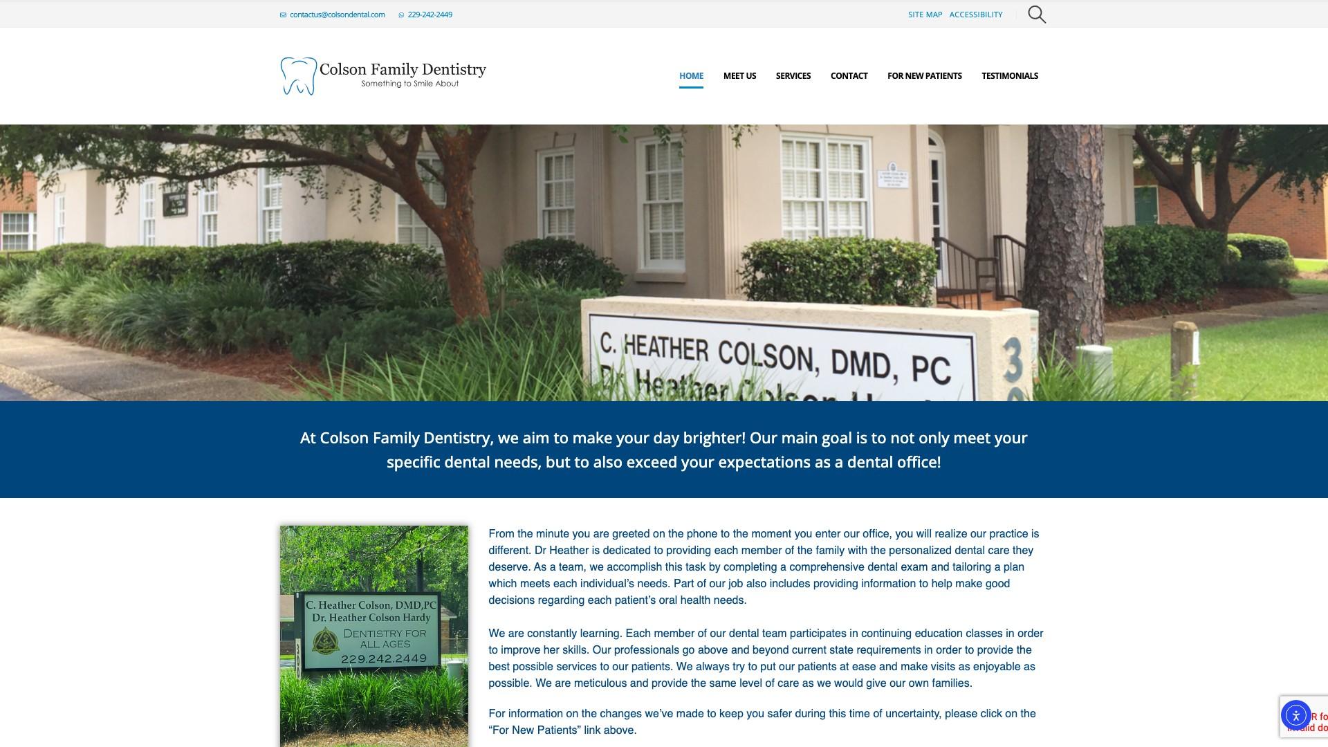 Colson Dental website screenshot