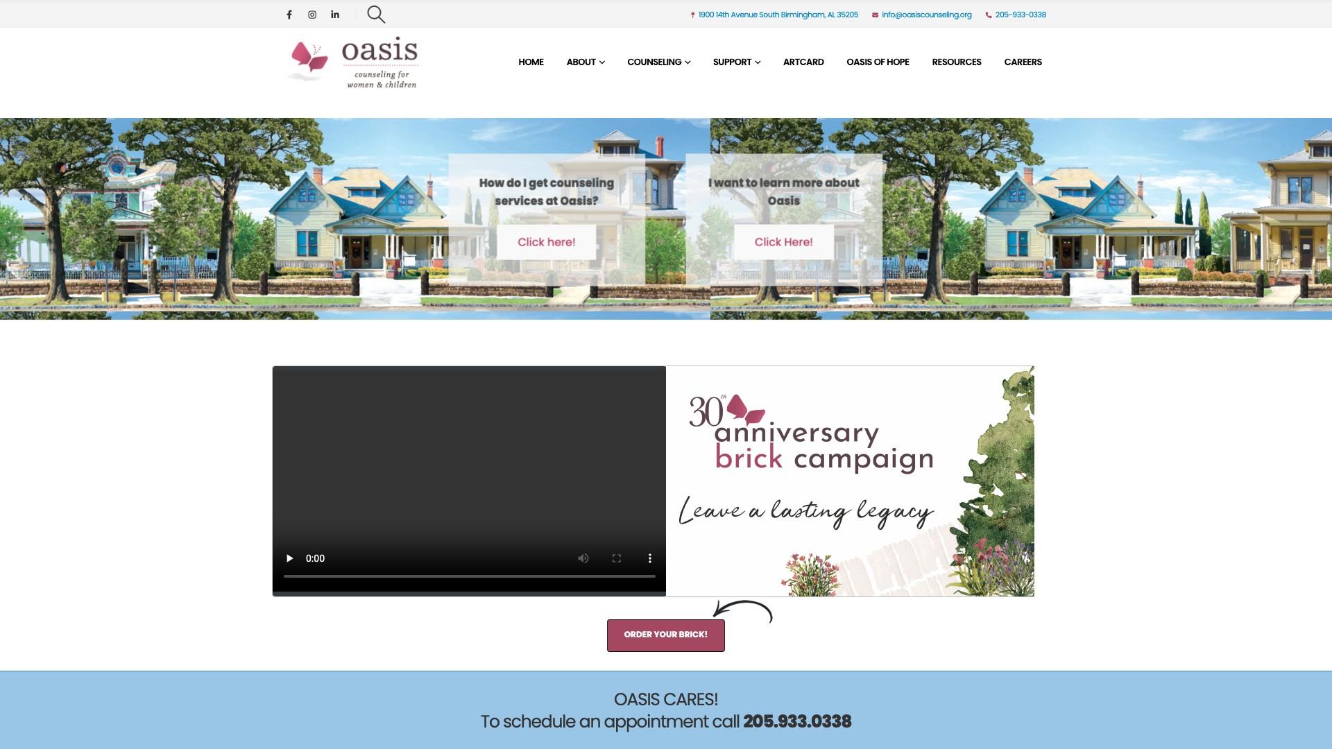 Oasis Counseling website screenshot